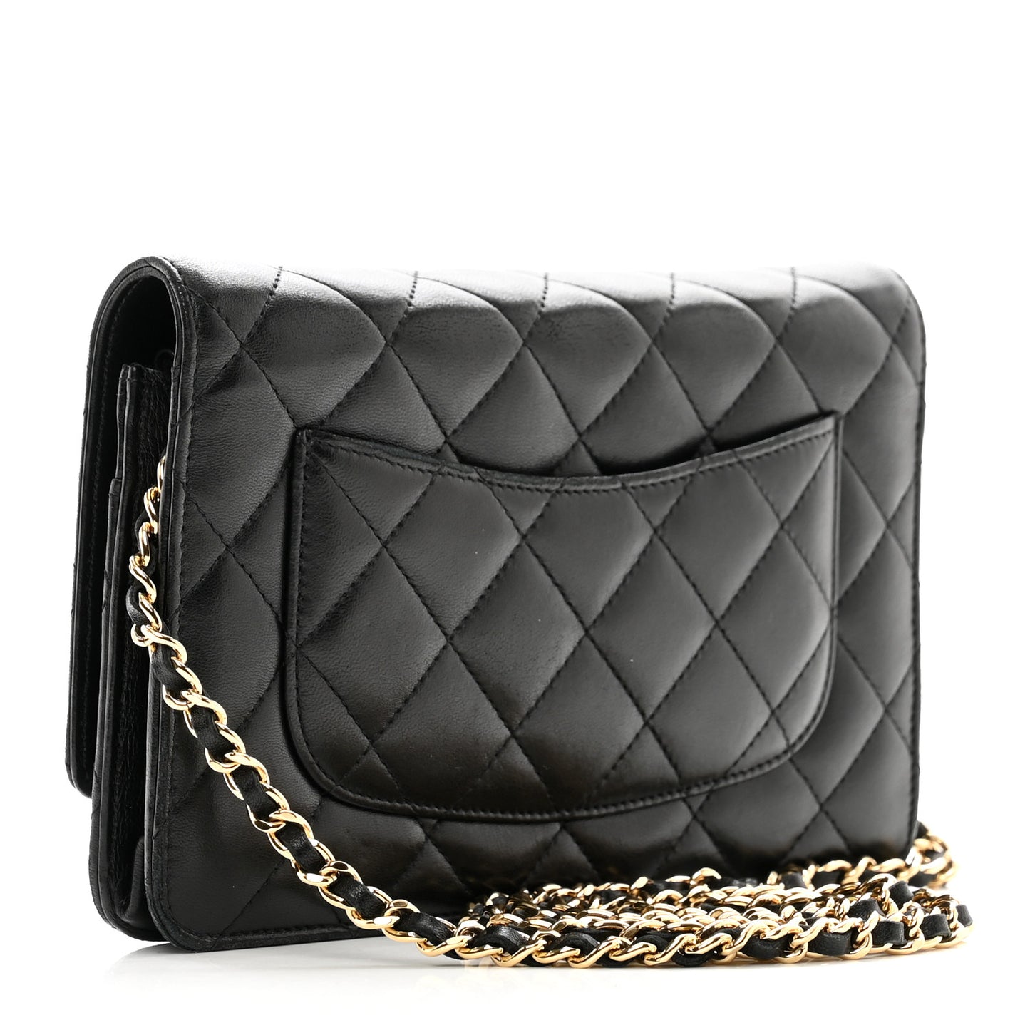 Lambskin Quilted Wallet On Chain WOC Black