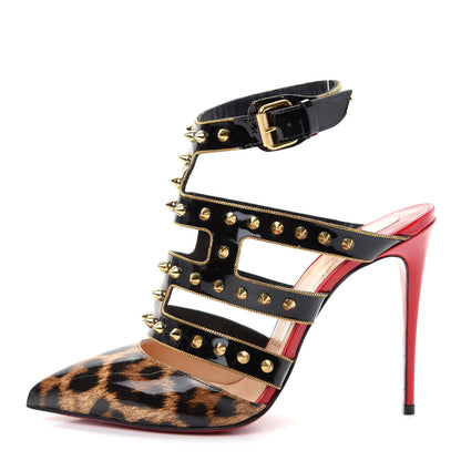 Christian Louboutin Patent Leopard Print Tchicaboum 100 Pumps 36.5 Version Brown 1 of 10