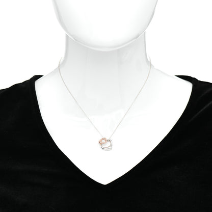 Tiffany Sterling Silver 18K Rose Gold Elsa Peretti Extra Mini Double Open Heart Pendant Necklace 2 of 4