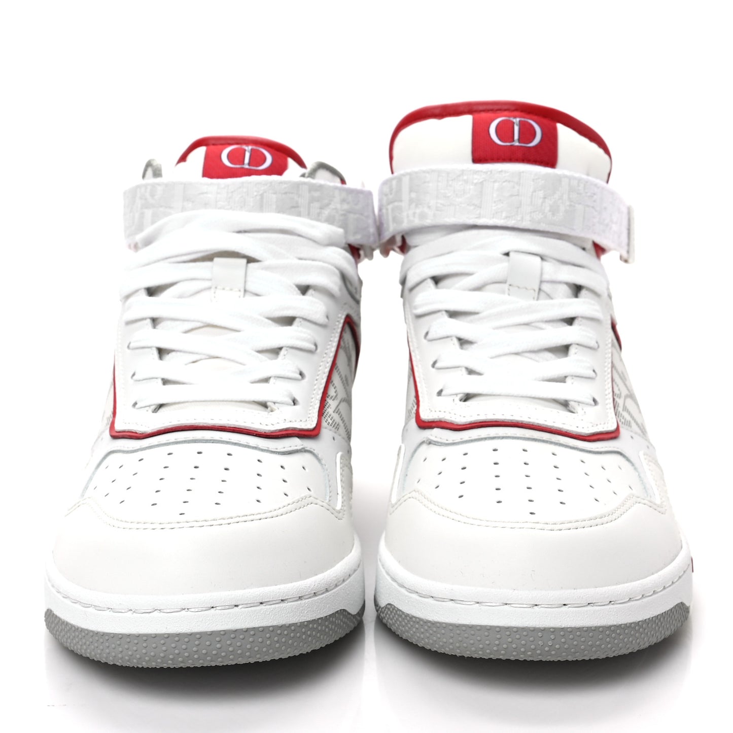 Smooth Calfskin Oblique Galaxy Perforated Mens B27 Mid Top Sneakers 41 White Red