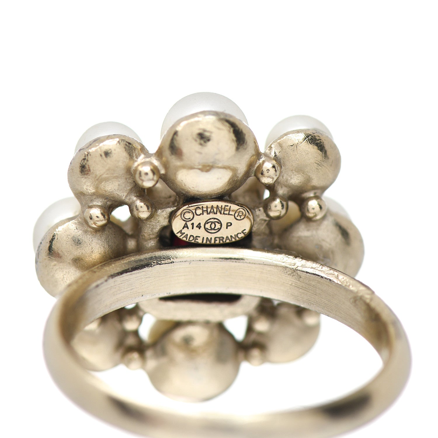 Chanel Pearl Crystal CC Ring 6 Gold 5 of 5