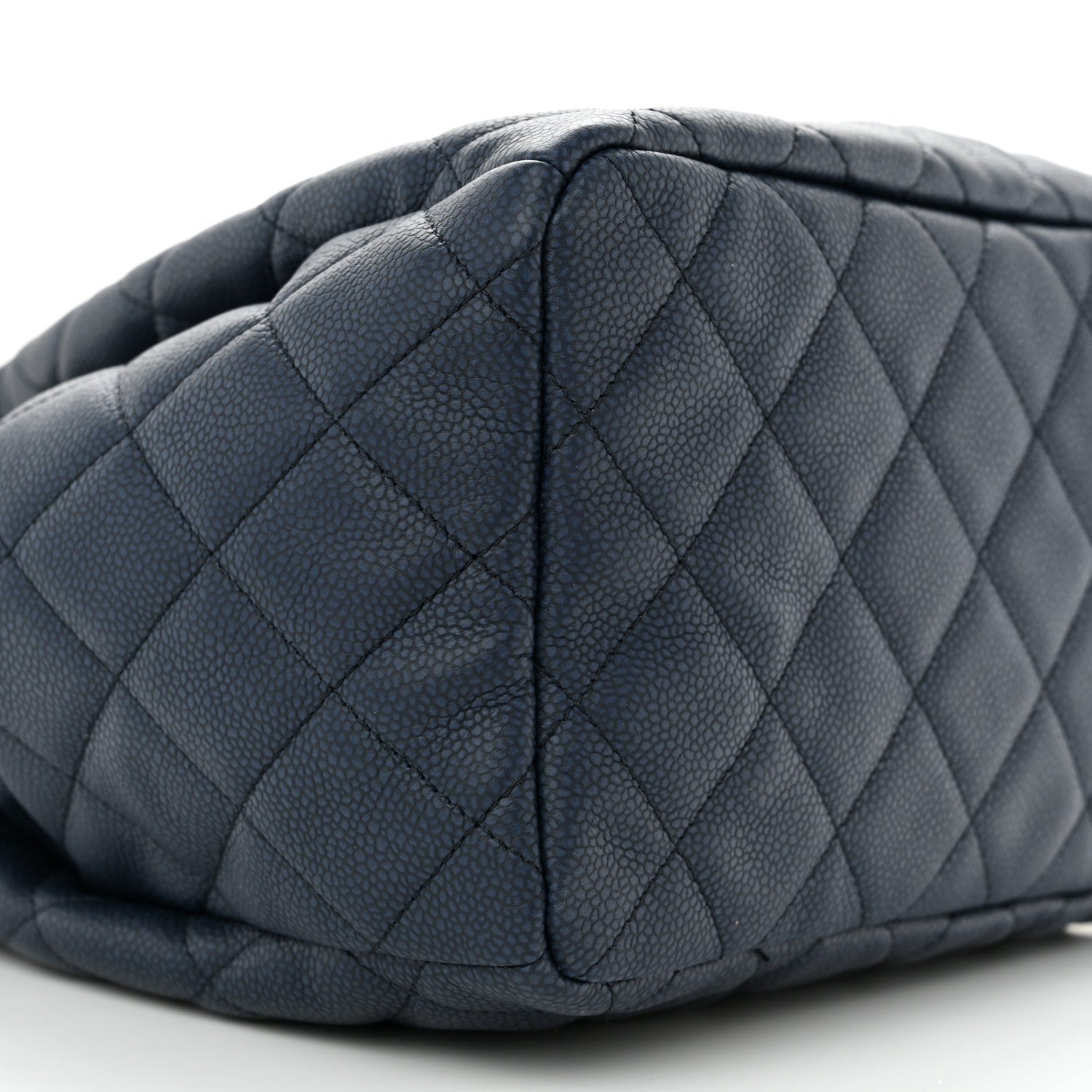 Chanel Caviar Flat Quilted CC Chain Bucket Drawstring Bag Navy 9 of 10