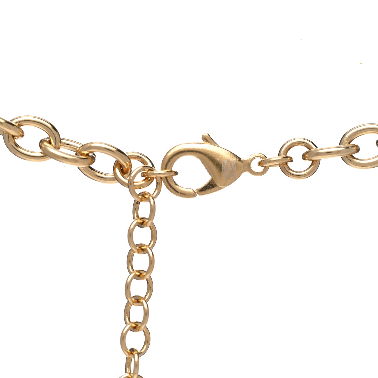Chanel Metal Enamel CC Necklace Gold White 4 of 6