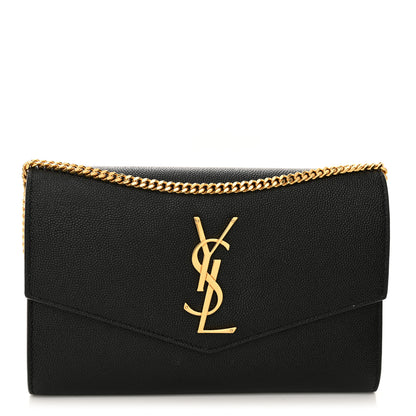 Saint Laurent Grain de Poudre Uptown Chain Wallet Black 1 of 10