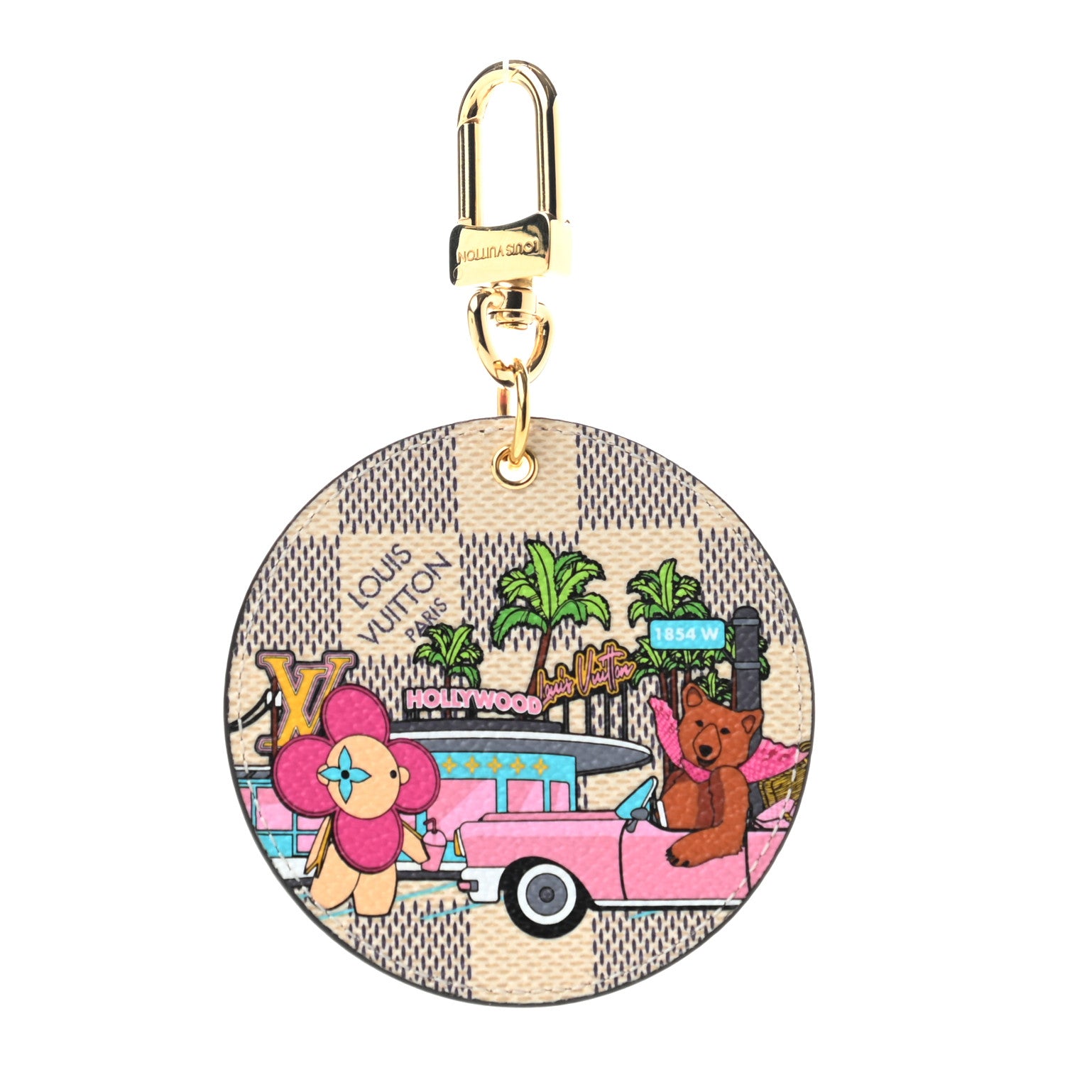 Louis Vuitton Damier Azur 2021 Christmas Animation Hollywood Bag Charm Key Ring Fuchsia 1 of 4