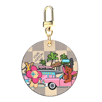 Louis Vuitton Damier Azur 2021 Christmas Animation Hollywood Bag Charm Key Ring Fuchsia 1 of 4