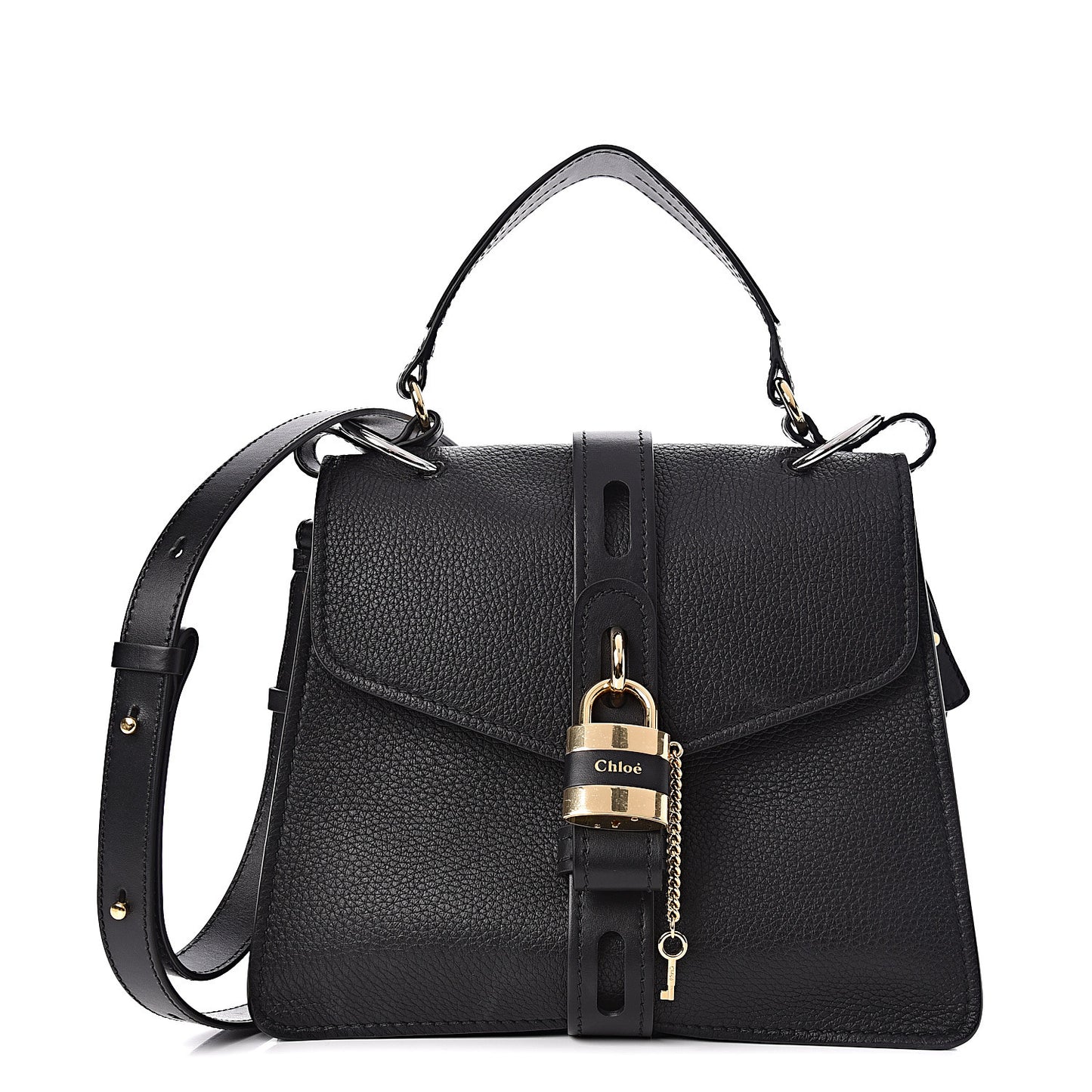 Grained Calfskin Medium Aby Day Shoulder Bag Black