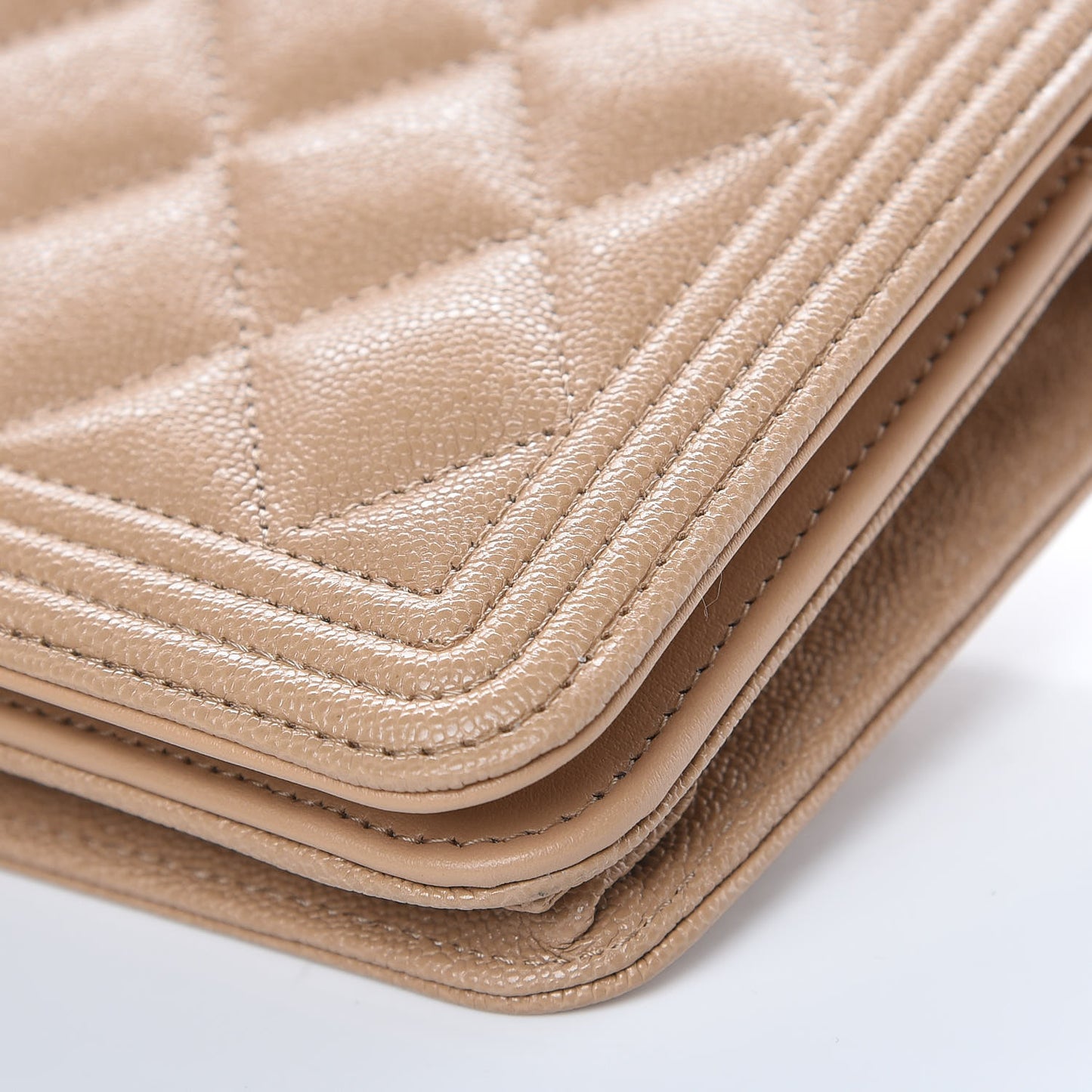 Caviar Quilted Boy Wallet On Chain WOC Beige