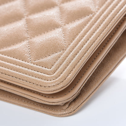 Chanel Caviar Quilted Boy Wallet On Chain WOC Beige 10 of 11