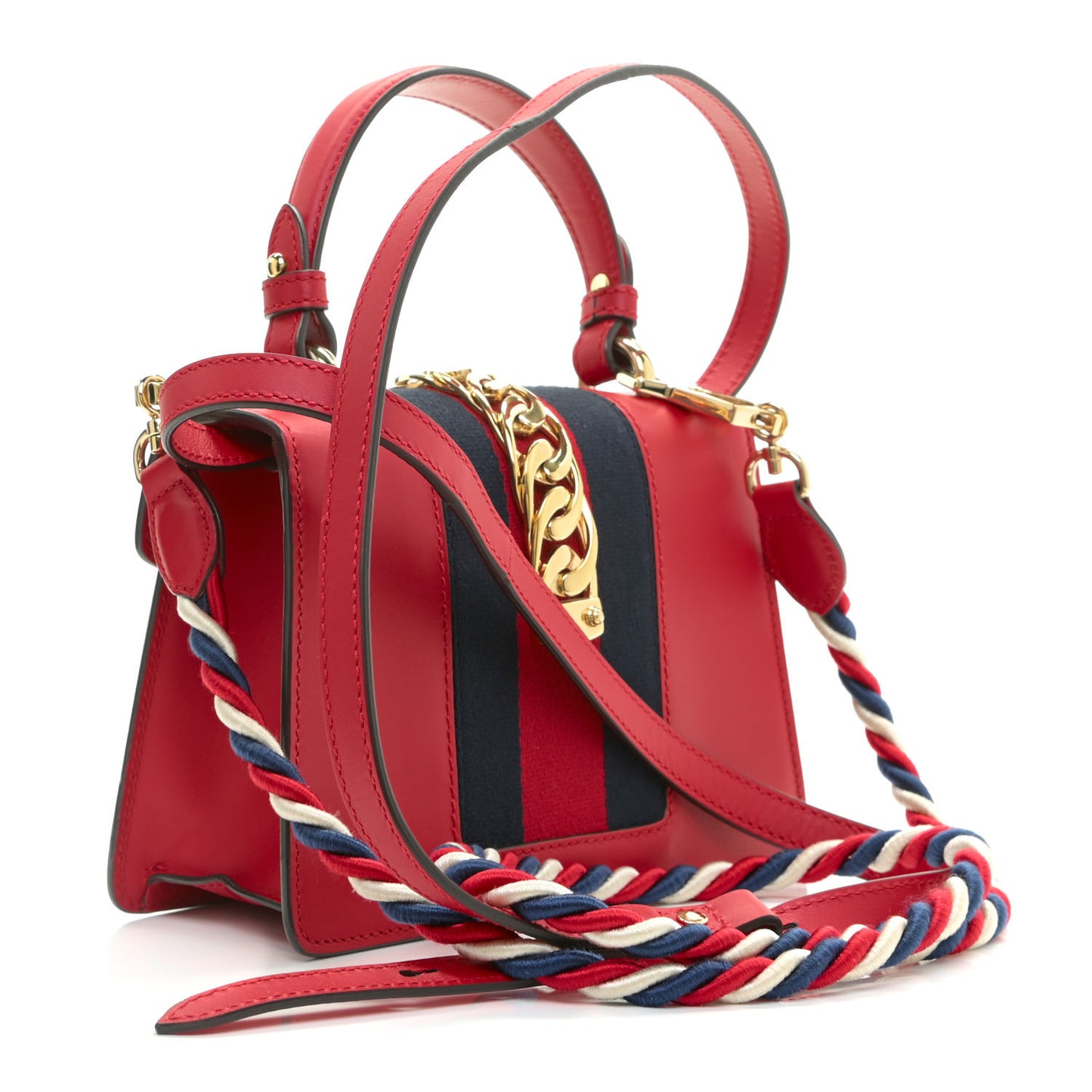 Calfskin Mini Sylvie Top Handle Bag Hibiscus Red