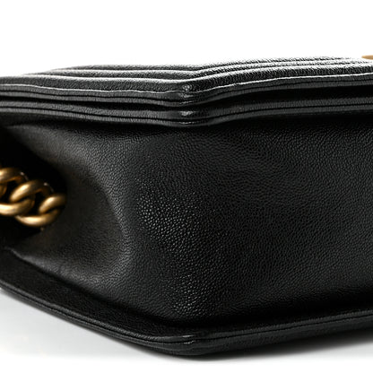 Chanel Caviar Chevron Quilted Medium Boy Flap Black 9 of 10
