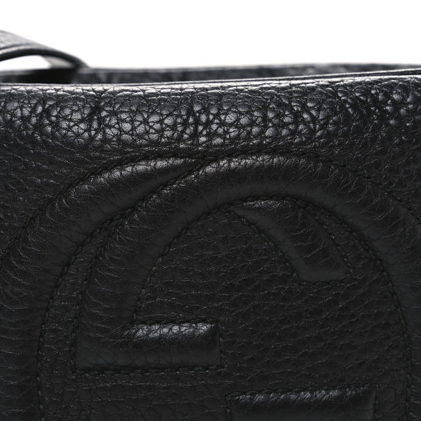 Pebbled Calfskin Small Soho Disco Bag Black