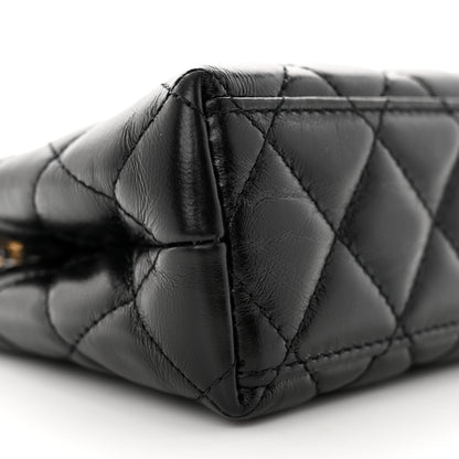 Chanel Shiny Aged Calfskin Quilted Nano Kelly Shopper Black 9 of 13
