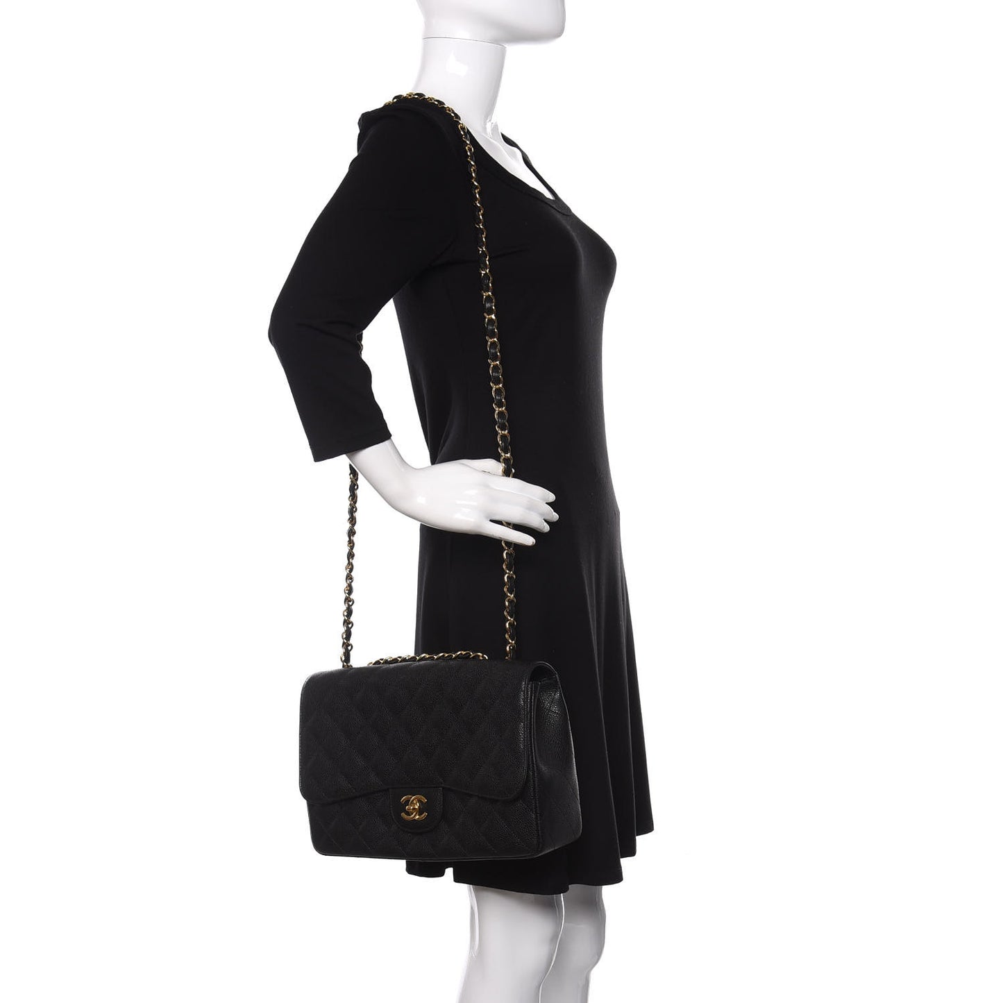 Caviar Quilted Jumbo Single Flap Black
