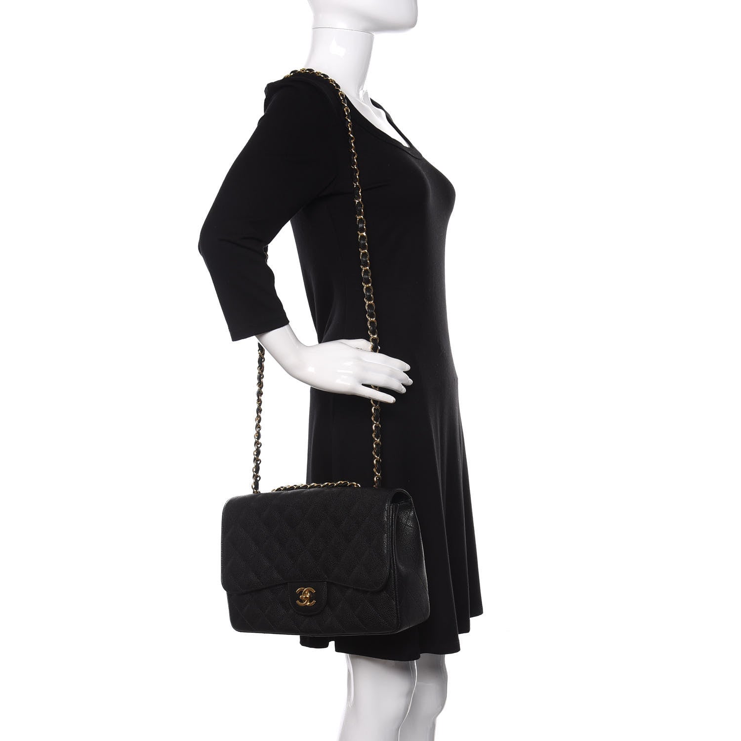 Chanel Caviar Quilted Jumbo Single Flap Black 2 of 13