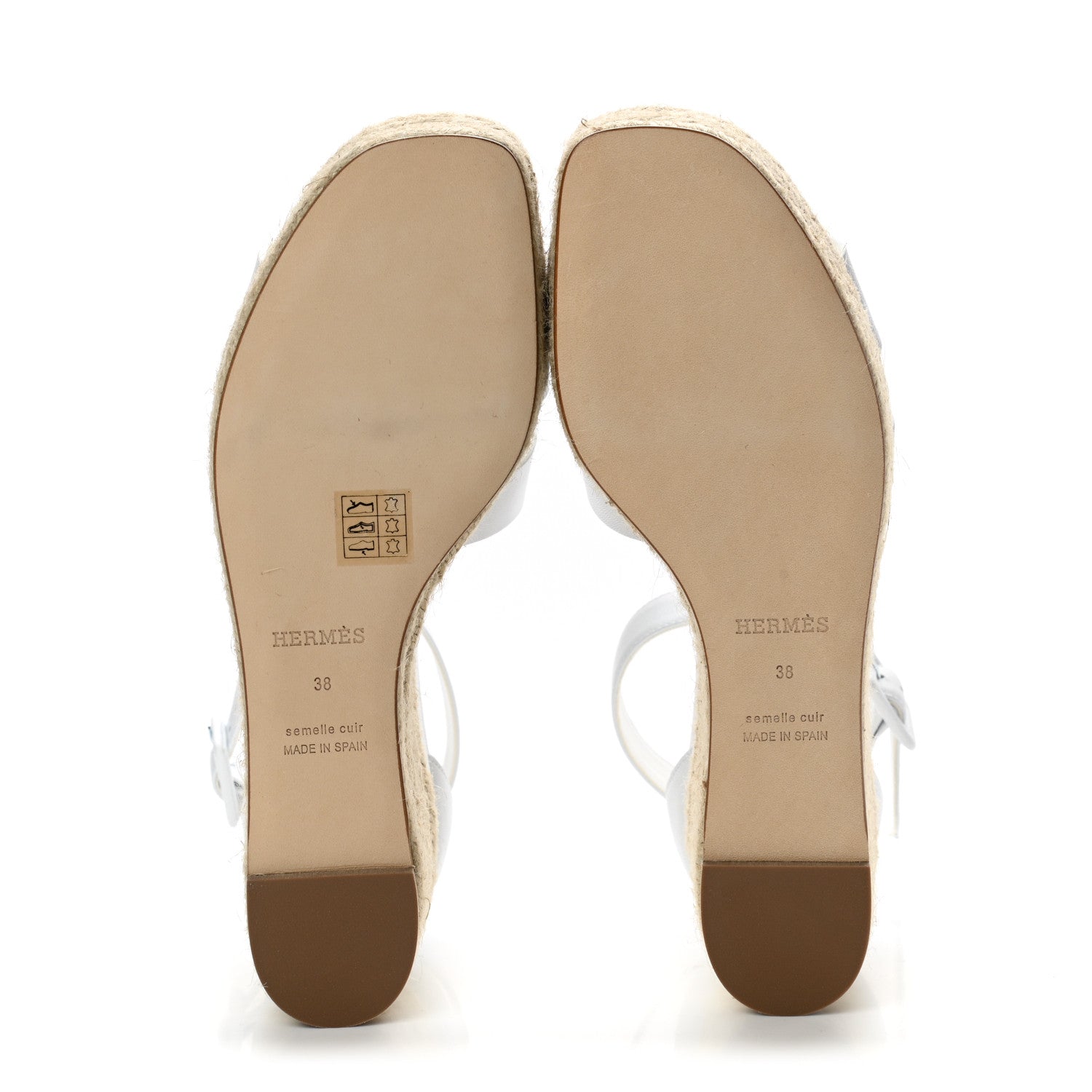 Hermes Goatskin Doll 60 Espadrille Wedge Sandals 38 White 5 of 9