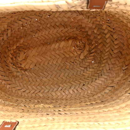 Loewe Raffia Basket Tote Bag Natural Tan Navy 5 of 10