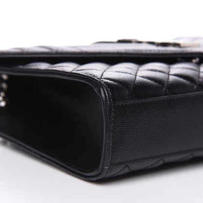 Saint Laurent Grain De Poudre Textured Mixed Matelasse Triquilt Medium Monogram Satchel Black 8 of 10
