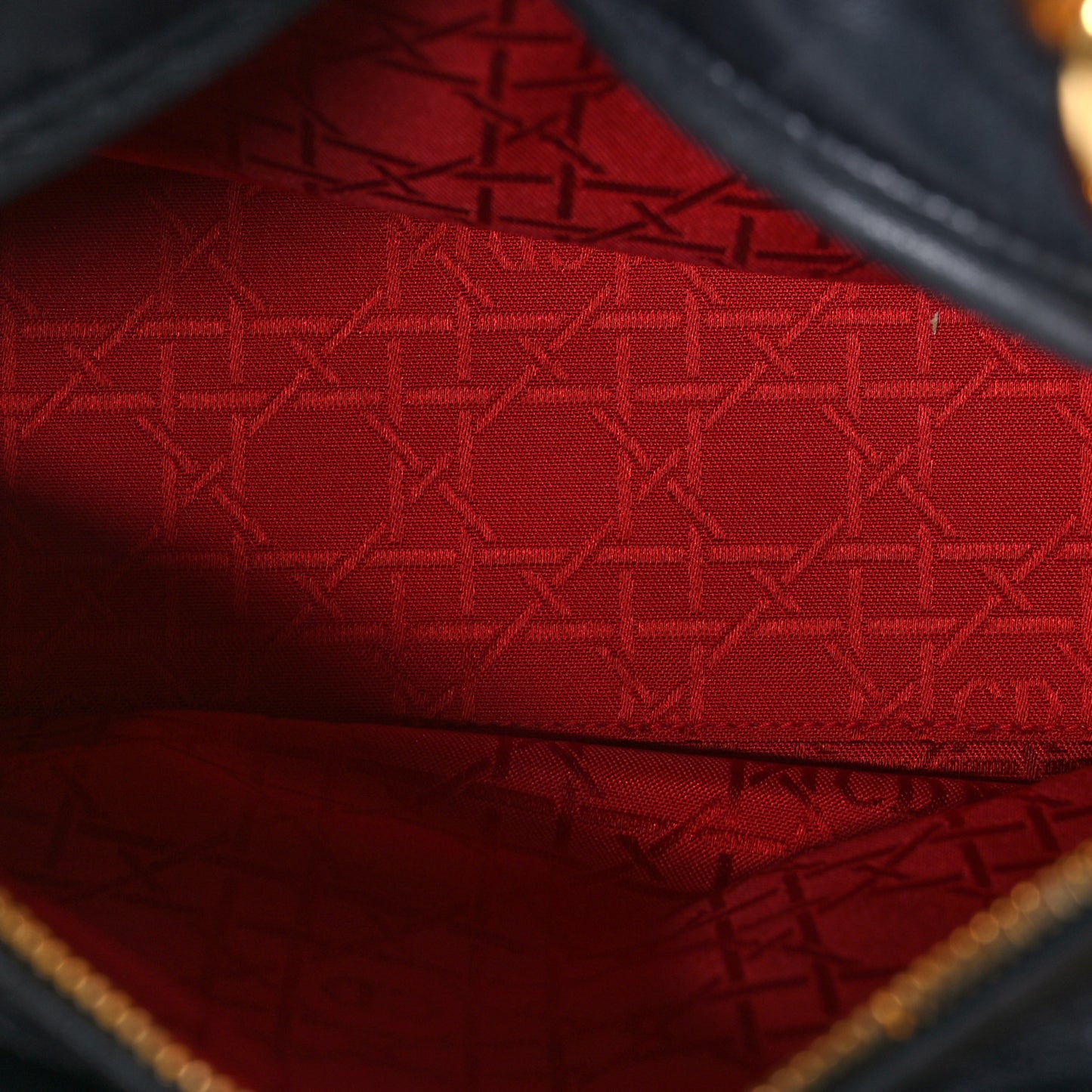 Lambskin Cannage Medium Lady Dior Navy Blue