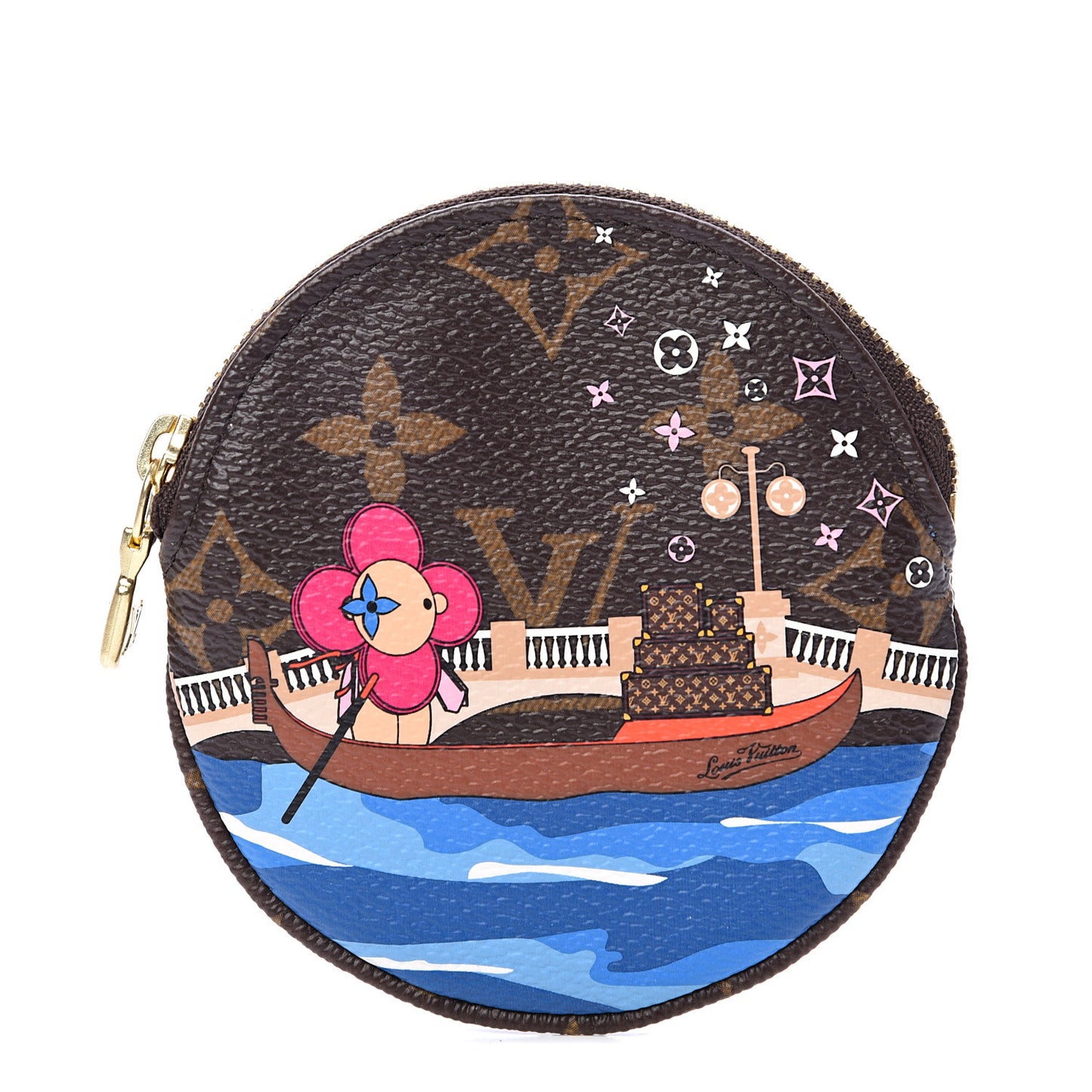 Monogram 2019 Christmas Animation Round Coin Purse Blue