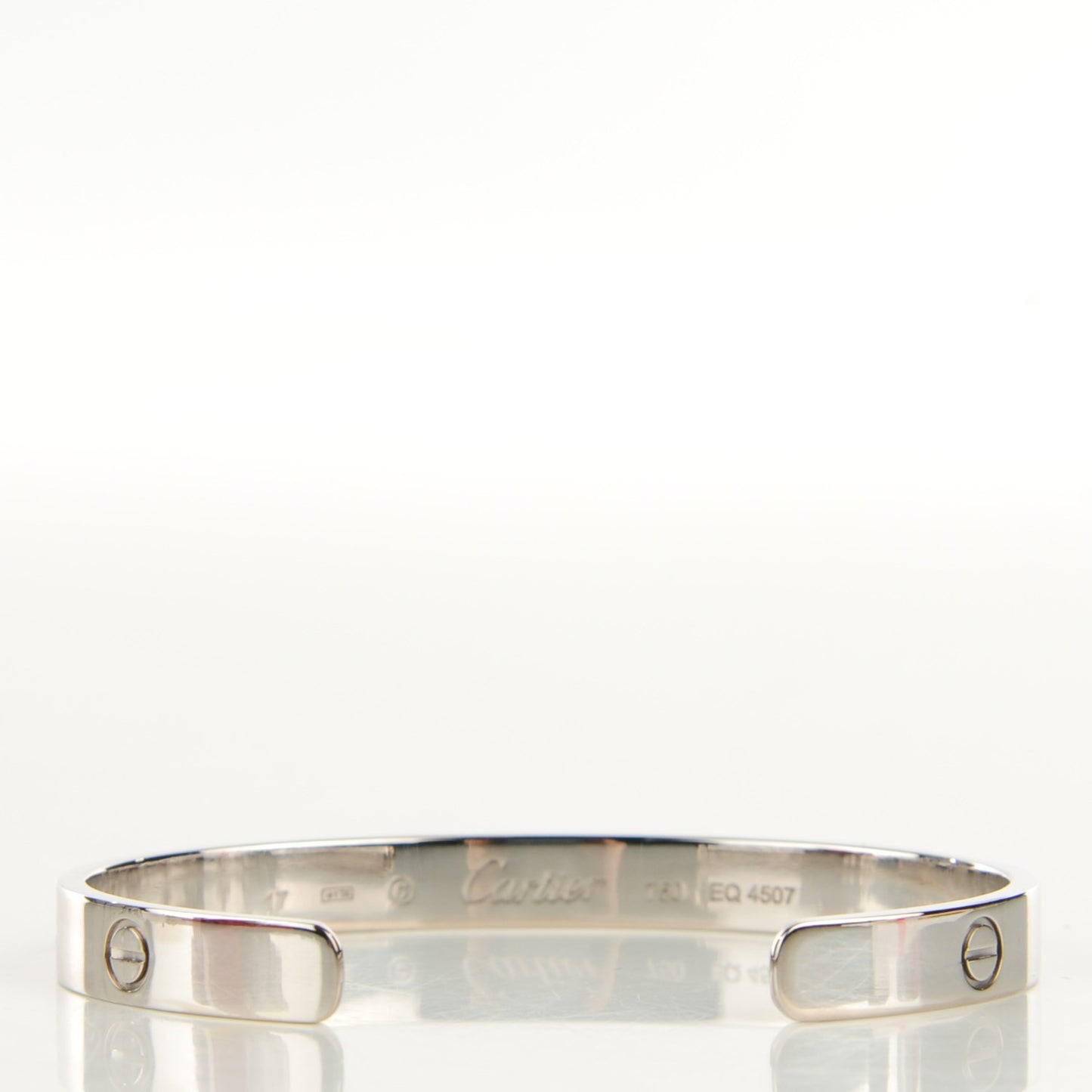 18K White Gold LOVE Cuff Bracelet 17