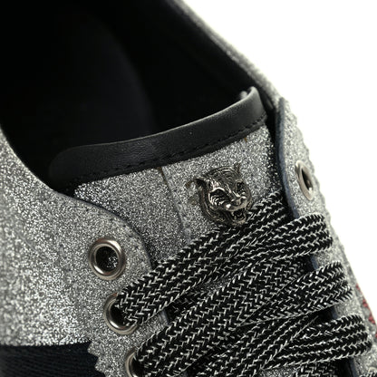 Gucci Glitter Fabric Studded Web Womens Sneakers 36.5 Silver 10 of 11