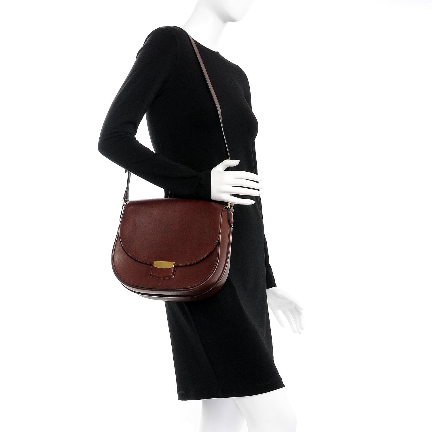 Celine Natural Calfskin Medium Trotteur Burgundy 2 of 7