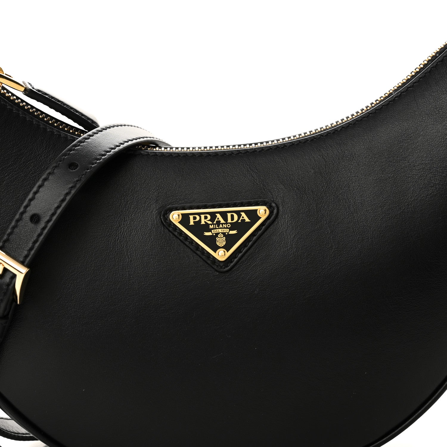Prada Soft Calfskin Arque Shoulder Bag Black 6 of 8