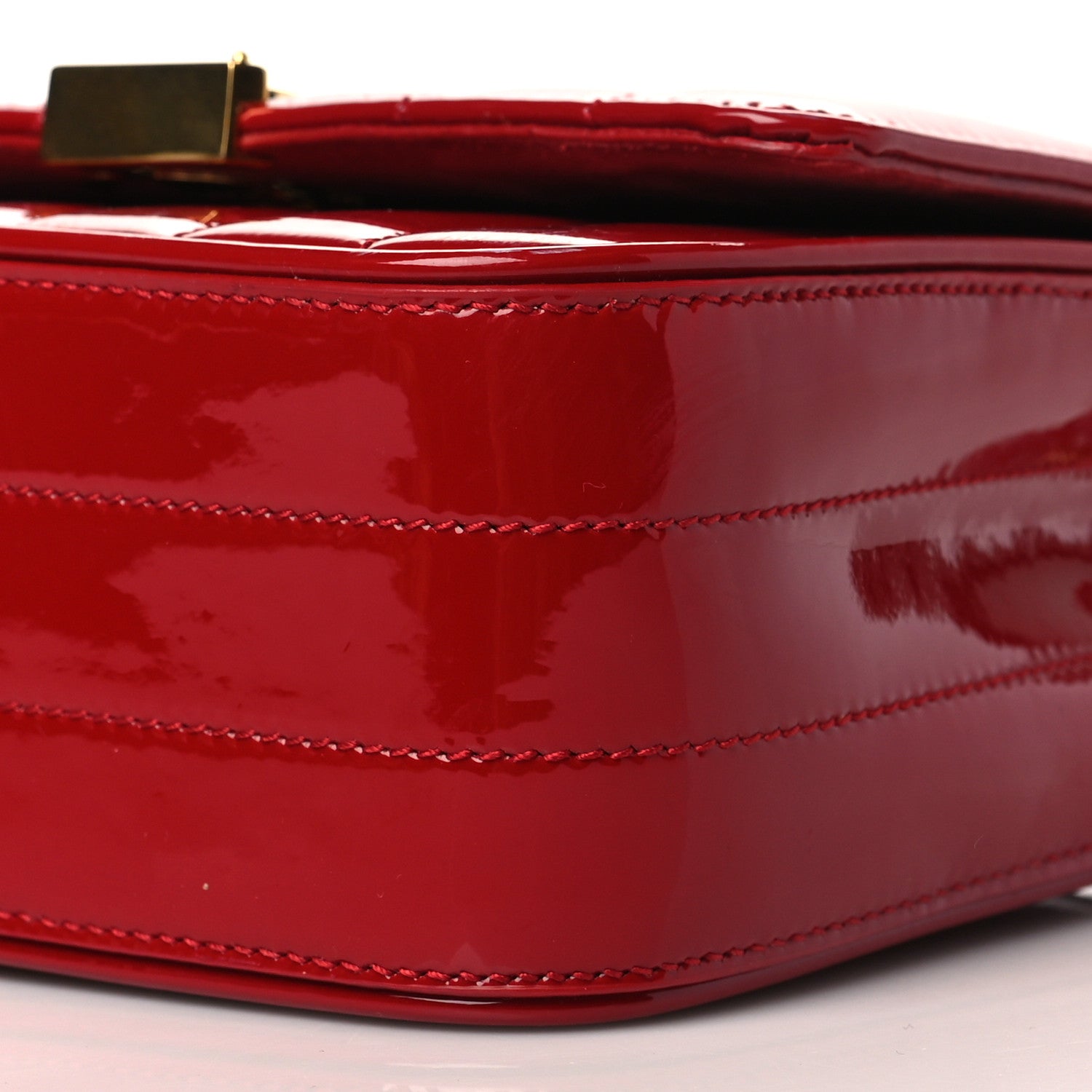 Saint Laurent Patent Matelasse Monogram Small Vicky Chain Bag Red 10 of 10
