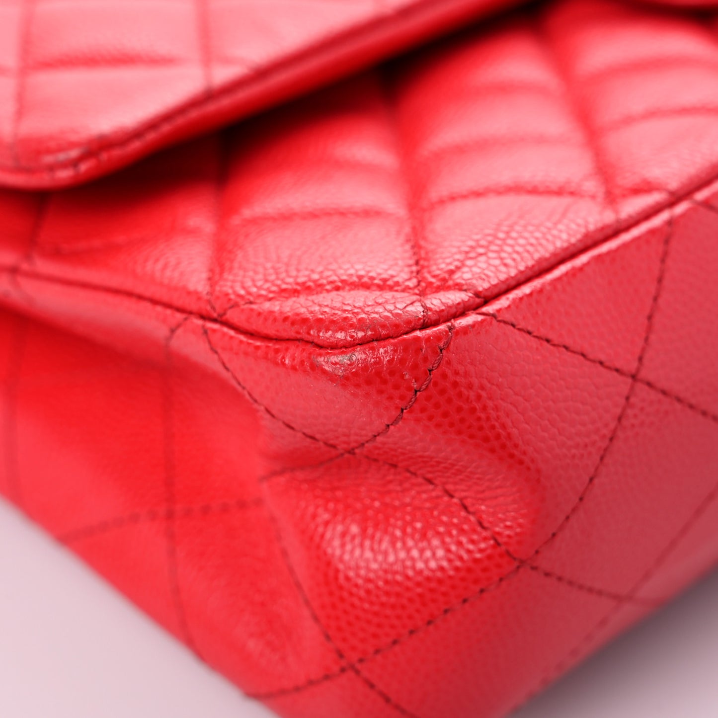 Caviar Quilted Medium Double Flap Red
