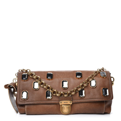 Prada Cervo Pietre Jeweled Shoulder Bag Cammello 1 of 11