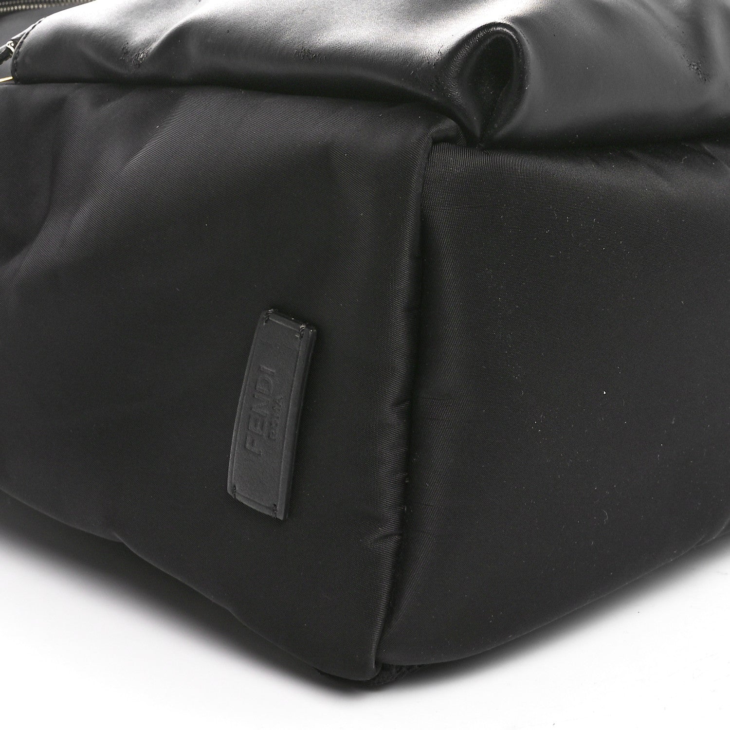 Fendi Nylon Vitello Liberty Vitello Dolce Monster Eyes Rounded Backpack Black Sunflower 9 of 11