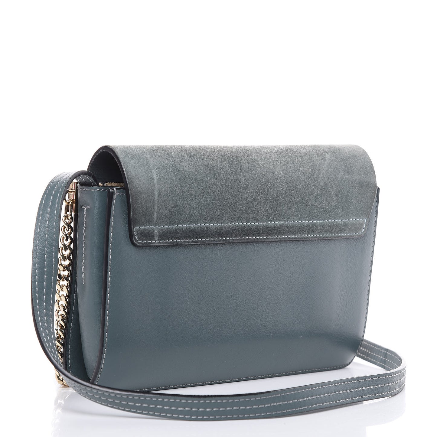 Suede Calfskin Small Faye Shoulder Bag Cloudy Blue