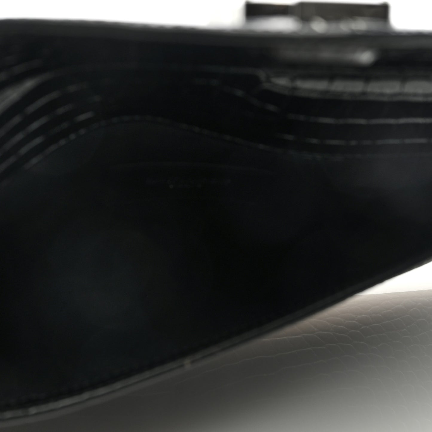Calfskin Crocodile Embossed Uptown Monogram Clutch Black
