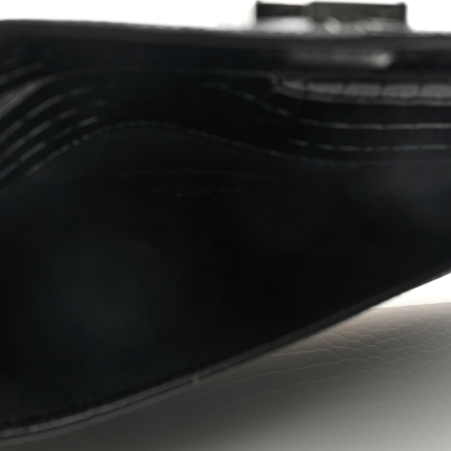 Saint Laurent Calfskin Crocodile Embossed Uptown Monogram Clutch Black 5 of 6
