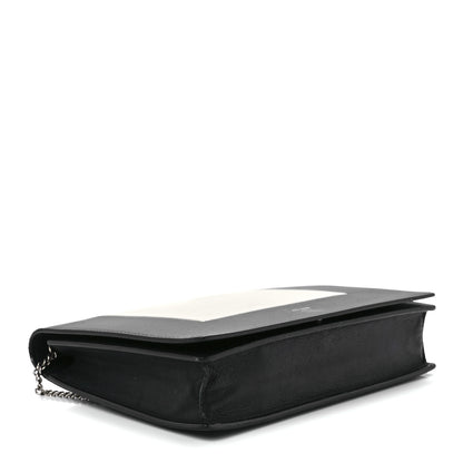 Celine Smooth Lambskin Frame Evening Chain Clutch Black White 4 of 10