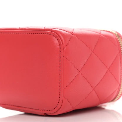 Chanel Lambskin Quilted Mini Vanity Case With Chain Dark Pink 10 of 11