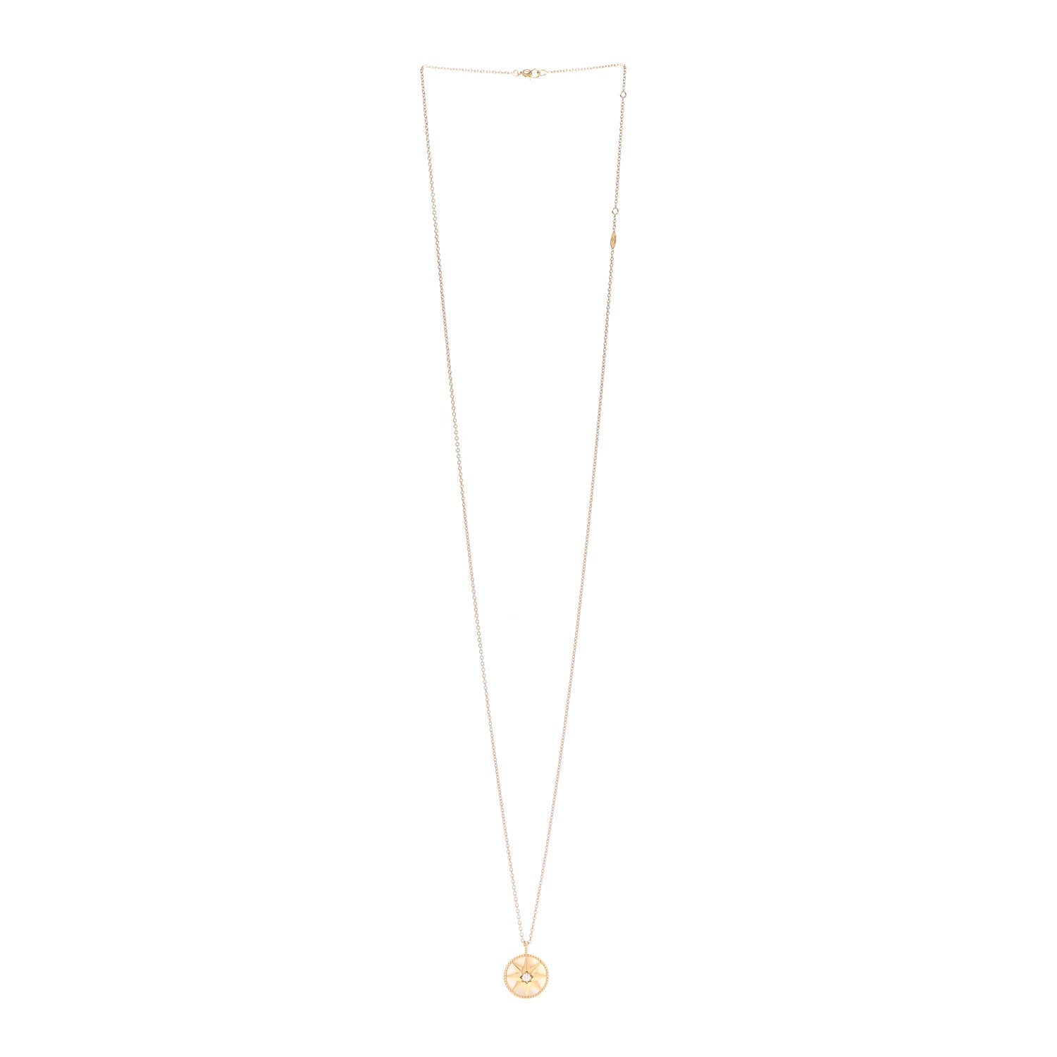 Christian Dior 18K Yellow Gold Diamond Mother of Pearl Rose Des Vents Medallion Necklace 3 of 8