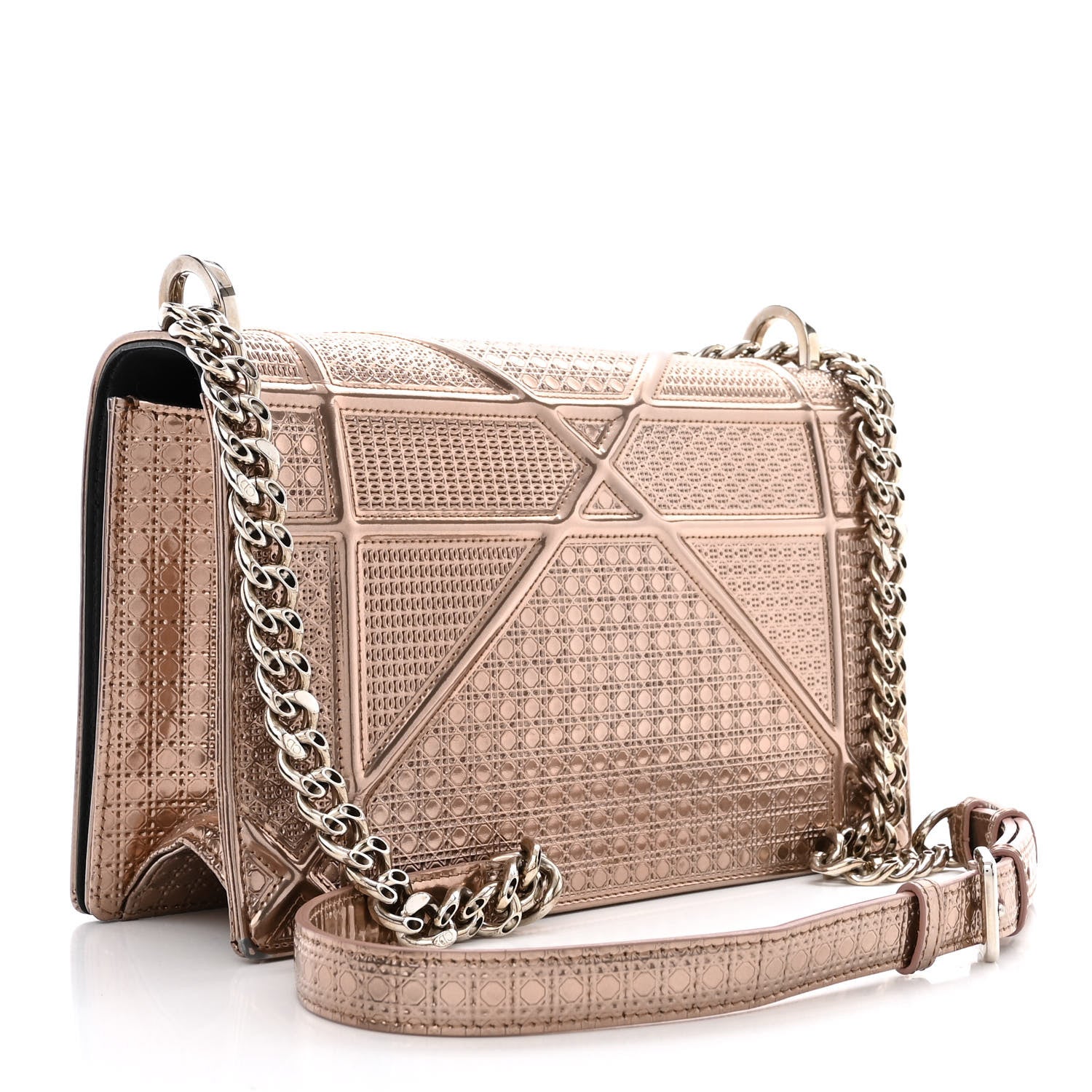 Christian Dior Metallic Patent Micro-Cannage Medium Diorama Flap Bag Pink 3 of 12
