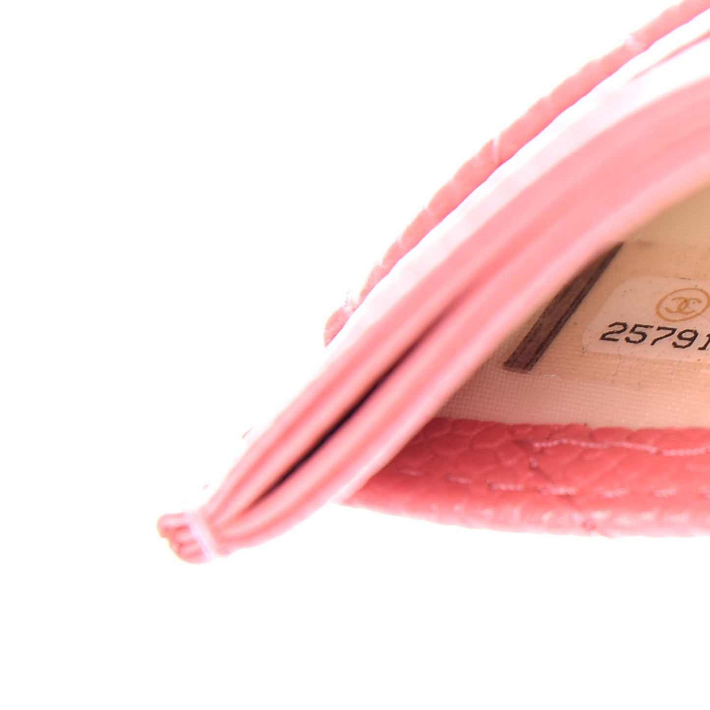 Iridescent Caviar Quilted Card Holder Pink
