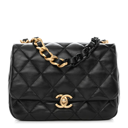 Chanel Lambskin Quilted Small Lacquered Chain Flap Black 1 of 11