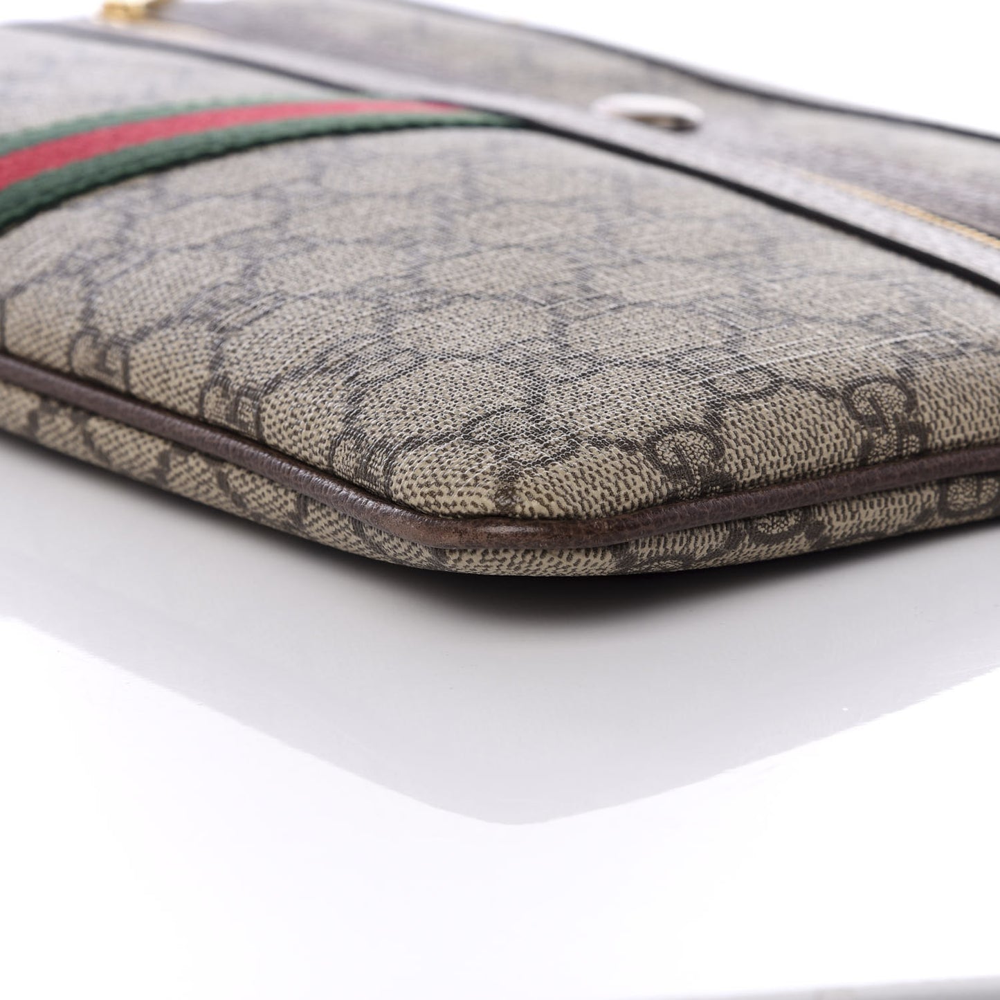 GG Supreme Monogram Large Ophidia Pouch Clutch Brown