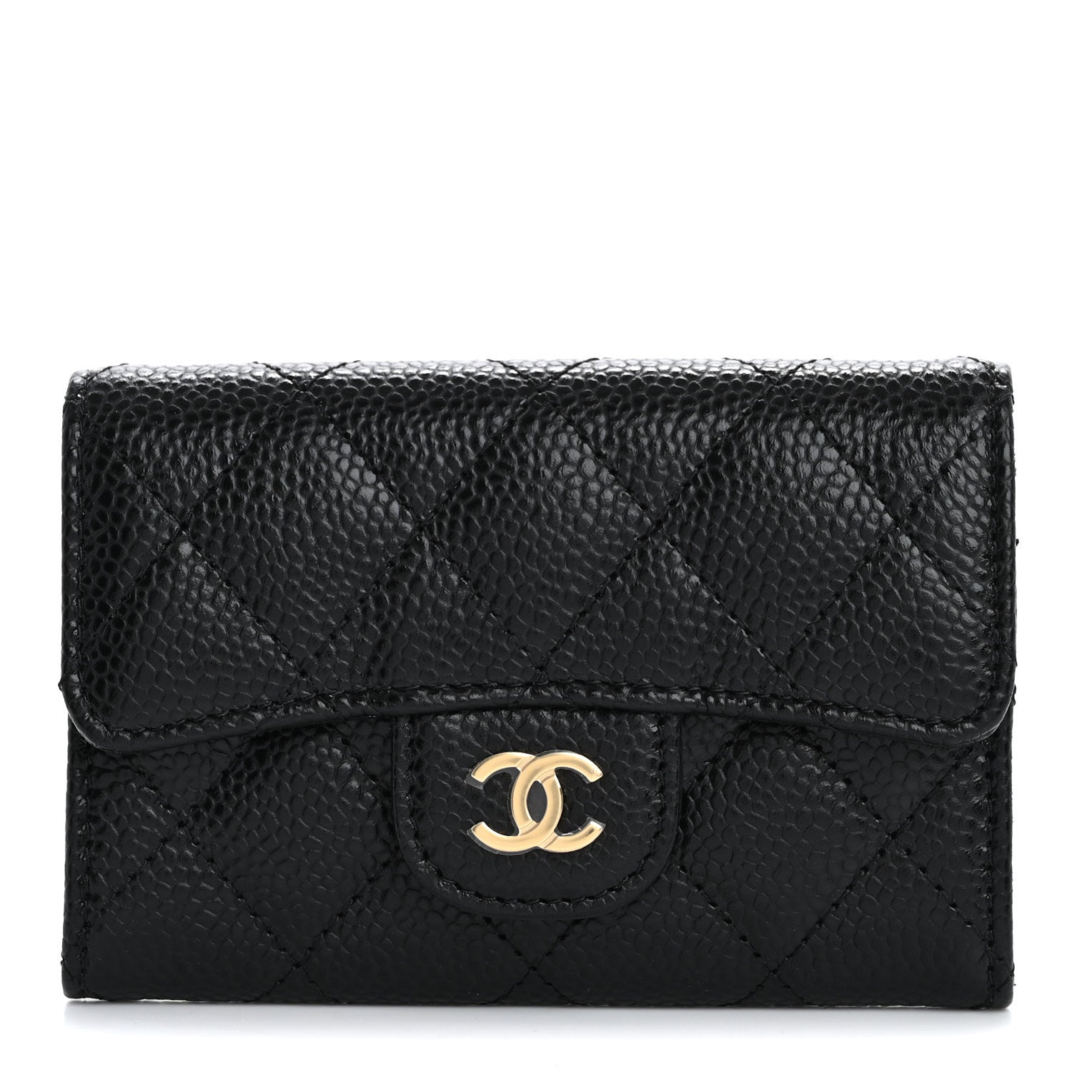 Chanel Caviar Quilted Flap Card Holder Wallet Black 1 of 9