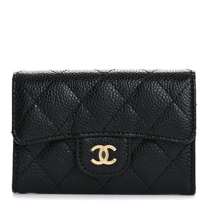 Chanel Caviar Quilted Flap Card Holder Wallet Black 1 of 9