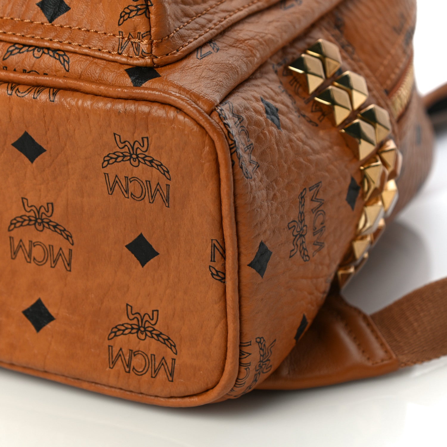 MCM Visetos Side Stud Mini Stark Backpack Cognac 9 of 11
