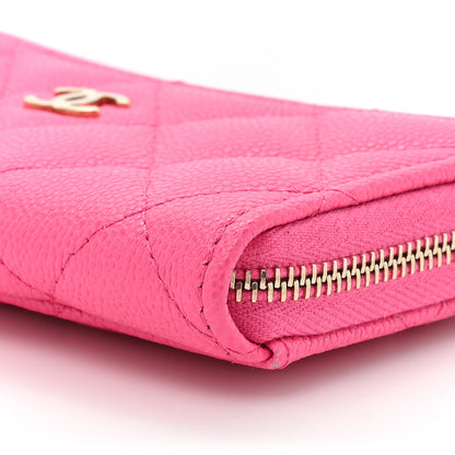 Chanel Caviar Quilted CC Zip Around Card Holder Pink 9 of 12