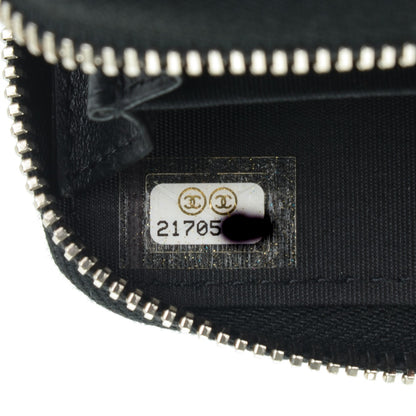 Chanel Lambskin Quilted Crossing Zip Around Coin Purse Black 7 of 7