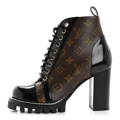 Louis Vuitton Patent Calfskin Monogram Star Trail Ankle Boots 37.5 Black 1 of 11