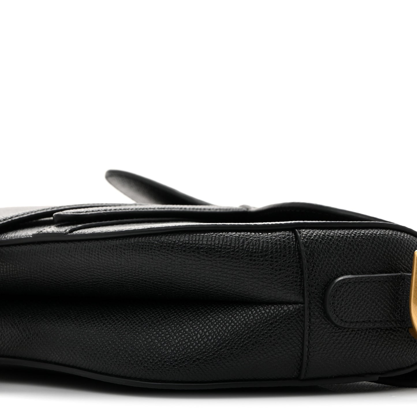 Grained Calfskin Saddle Bag With Strap Black