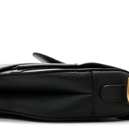 Christian Dior Grained Calfskin Saddle Bag With Strap Black 10 of 10